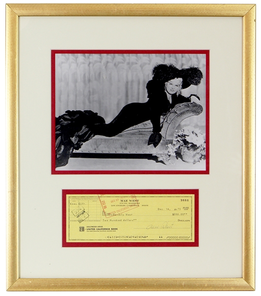 Mae West Signed Check Display
