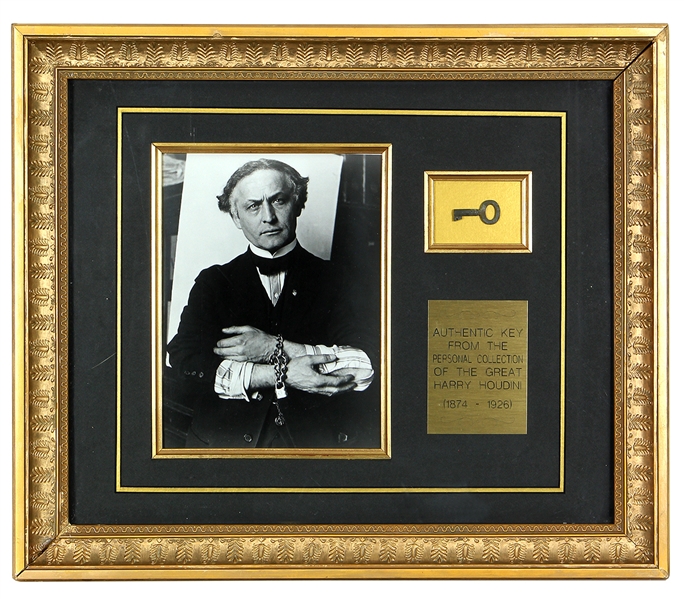 Harry Houdini Display With Key From Personal Collection