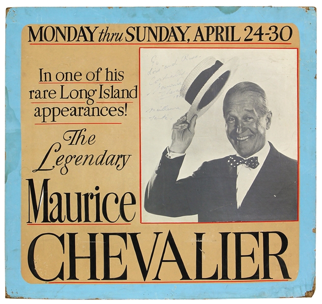 Maurice Chevalier Signed and Inscribed Rare On-Site Appearance Poster