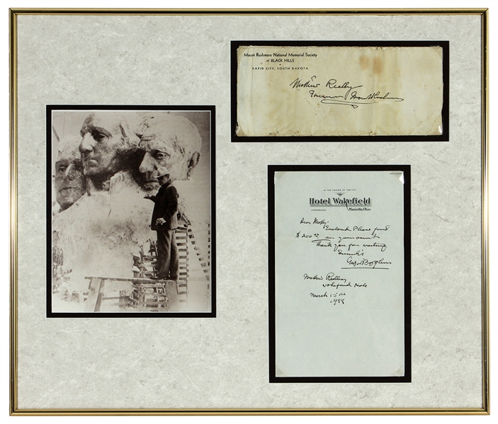 Gutzon Borglum Signed Letter Mount Rushmore Display JSA
