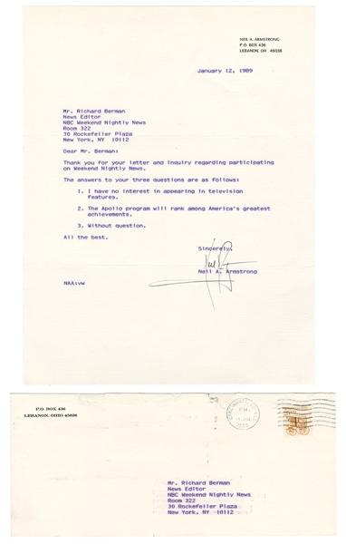 Neil Armstrong Signed Letter JSA