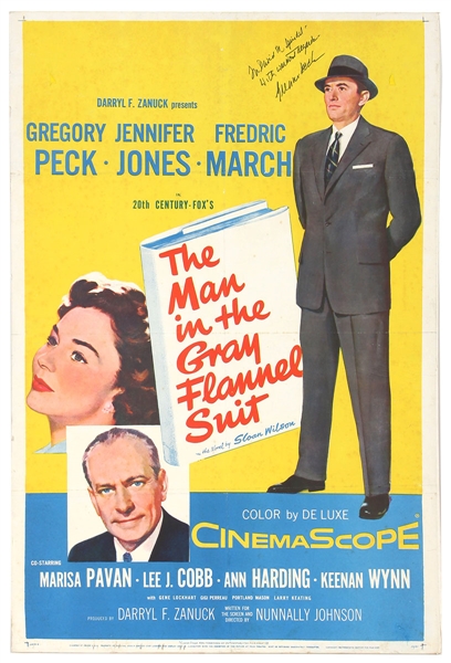 Gregory Peck Signed “The Man in the Gray Flannel Suit” Movie Poster JSA