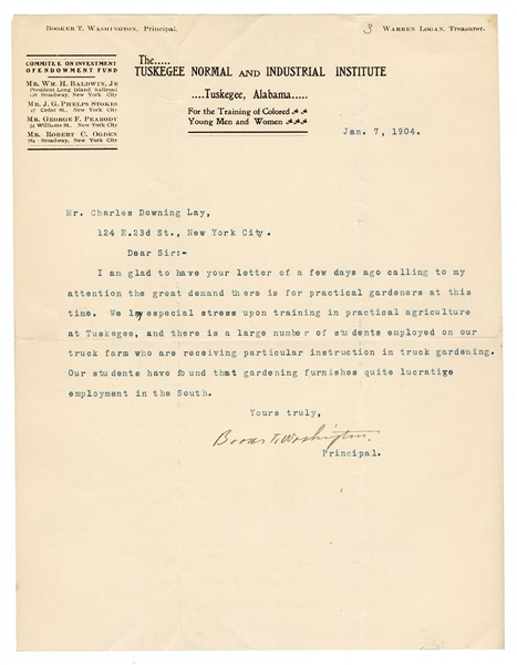 Booker T. Washington Signed Letter JSA