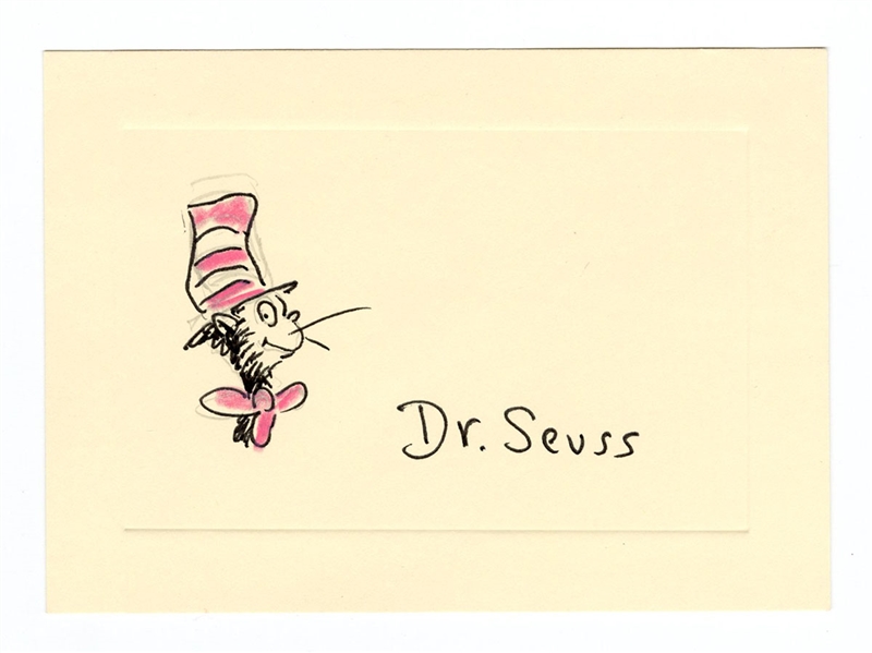 Dr. Seuss Signature and Cat in the Hat Drawing JSA
