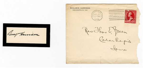 Benjamin Harrison Signed Cut with Envelope JSA