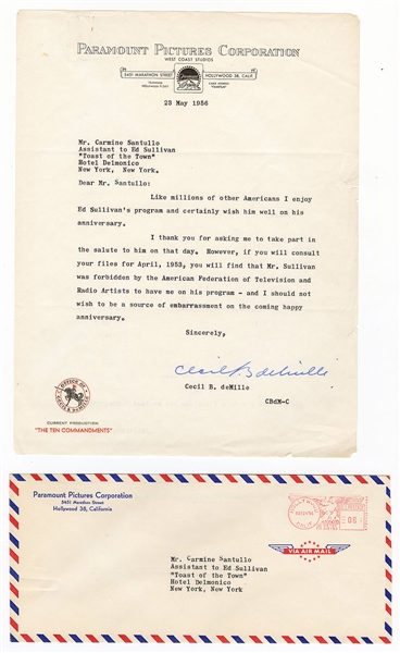 Cecil B. DeMille Signed Letter JSA