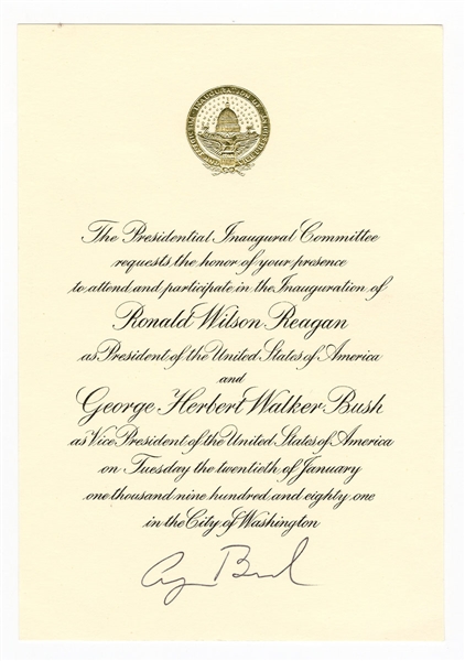 George H.W. Bush Signed Inauguration Invitation JSA