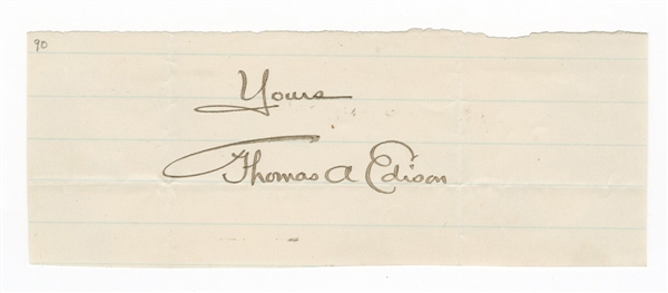 Thomas Edison Signed Cut JSA