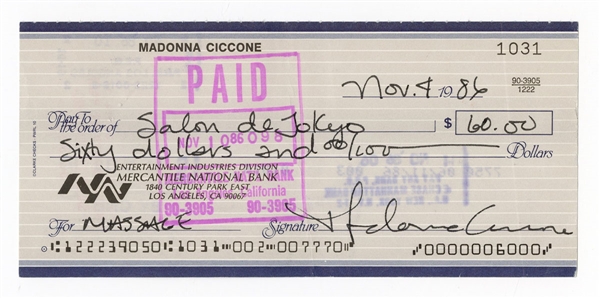 Madonna Signed Check