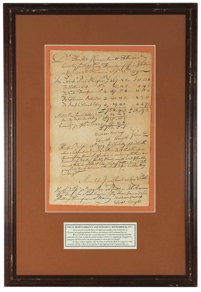 Fiscal Responsibility and Integrity September 28th 1779 Document