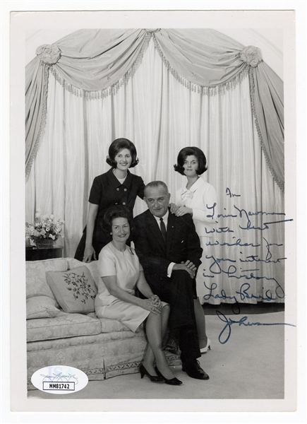 Lady Bird Johnson Signed Family Photograph JSA