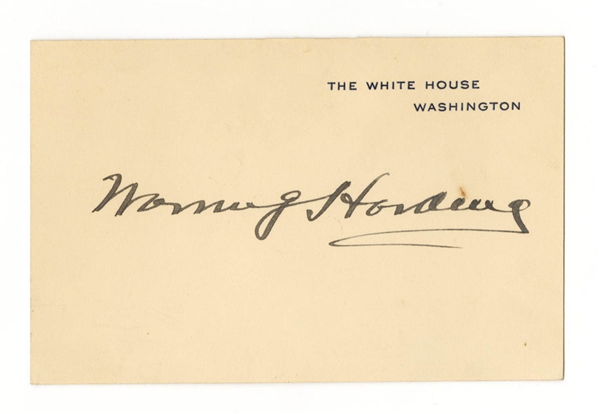 Warren G Harding White House Signature Card JSA