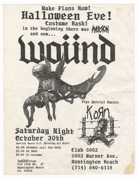 Incredibly Rare Vintage Korn Concert Flier
