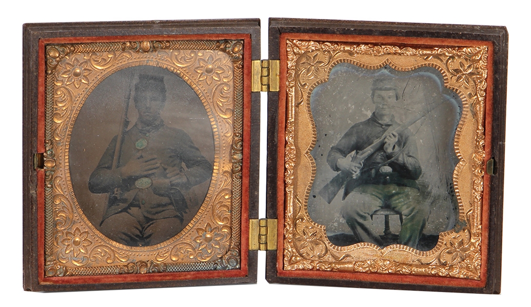 (2) Civil War Soldiers Tintype in Gutta Percha Case
