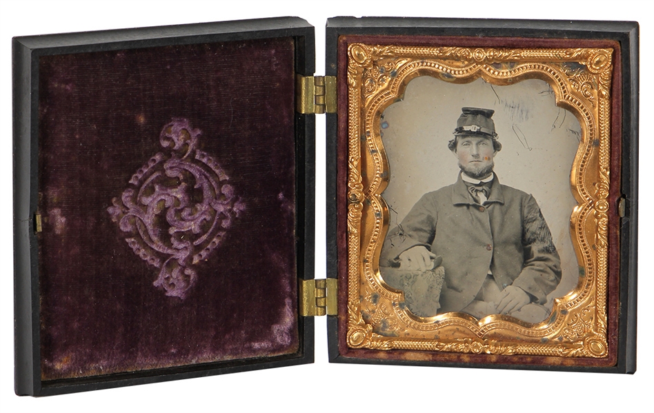 Confederate Civil War Soldier Tintype in Gutta Percha Case
