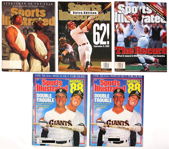 Mark McGwire Collection of 5 Sports Illustrated Magazines Including His Two First Covers