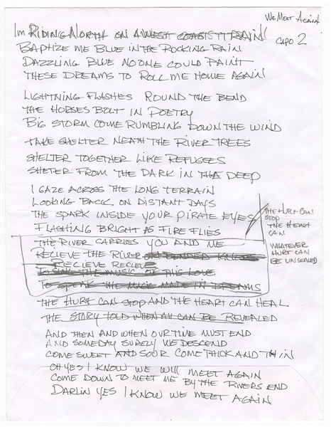 Nancy Wilson "We Meet Again" and "Bluebird" Handwritten Lyrics & Signed Photograph