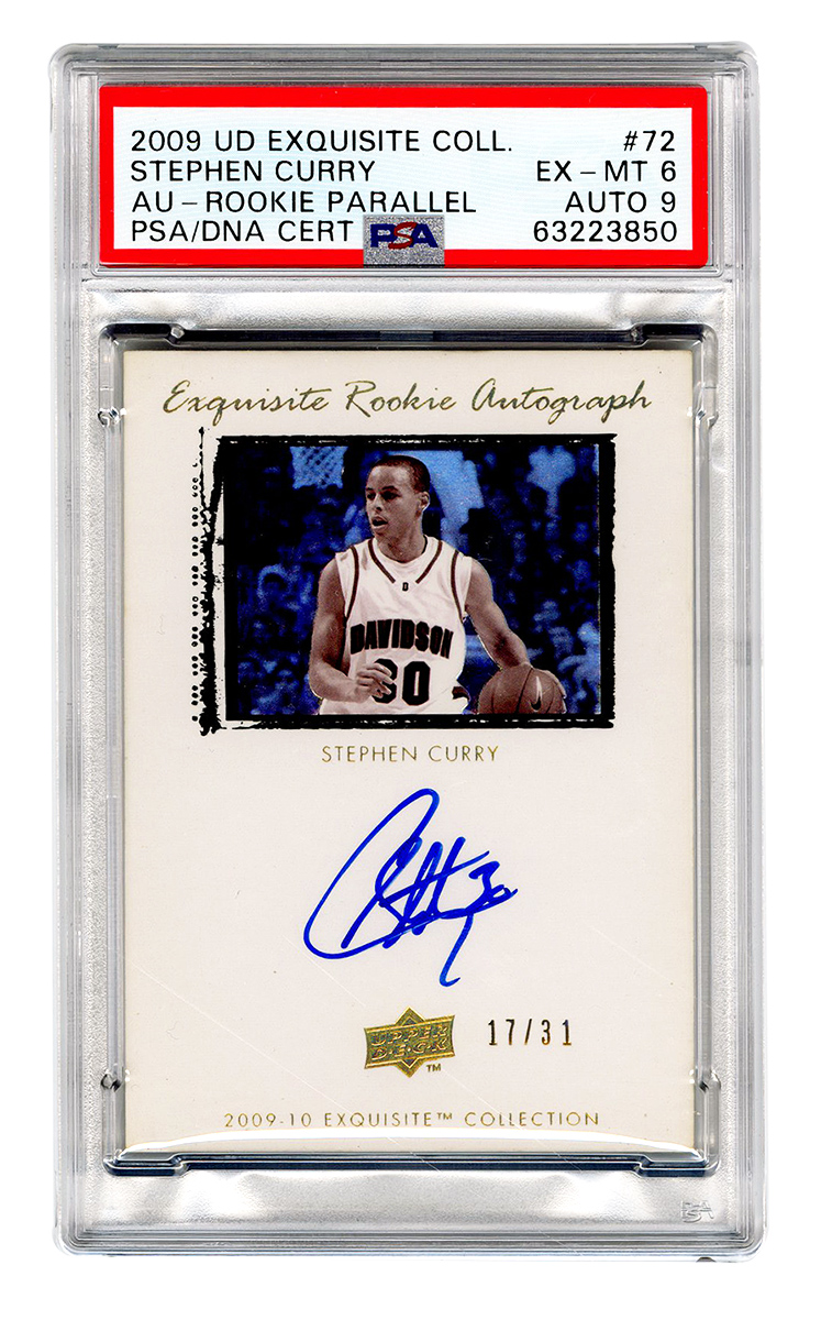 2009 Upper Deck Exquisite Collection Stephen Curry #72 Rookie Autograph  179/225 BGS 9 Auto 10