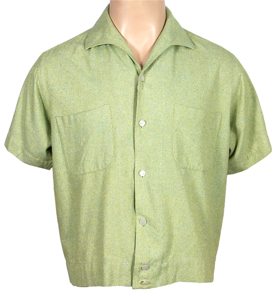 Elvis Presley Circa 1960s Owned and Worn Sy Devore Green Shirt