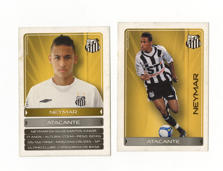 2009 Neymar Jr. Abril Gol Brazilian League Stickers #154 & #155 Rookie Cards