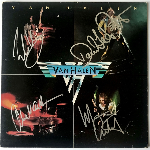 Van Halen Band Signed Debut Album With David Lee Roth REAL