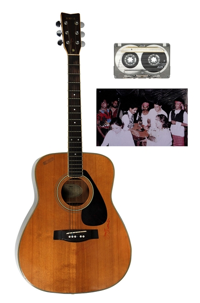 George Harrison Played and Twice-Signed Acoustic Guitar with Original Unreleased Cassette Recording TRACKS UK & Frank Caiazzo
