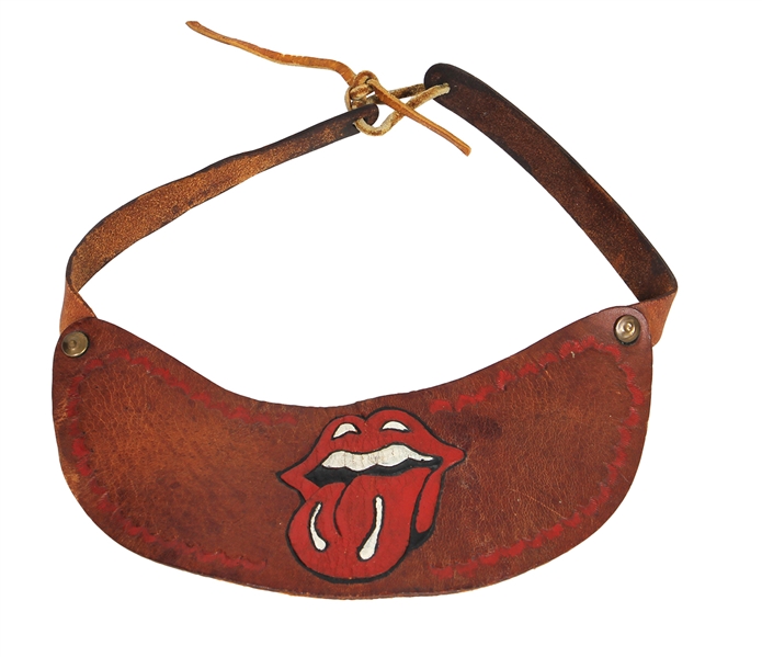 Keith Richards Owned and Worn Rolling Stones "Hot Lips" Tooled Leather Visor