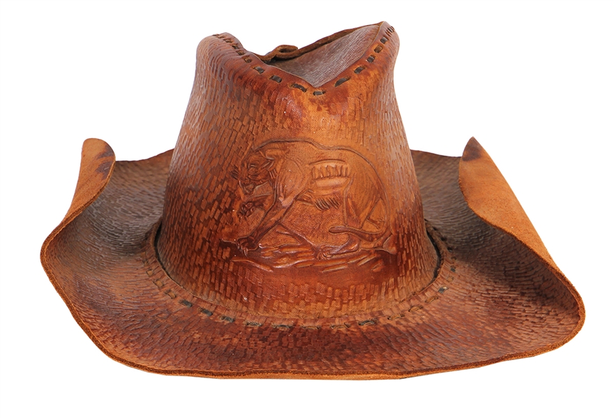Bob Dylan Owned and Worn Custom Leather Tooled Cowboy Hat