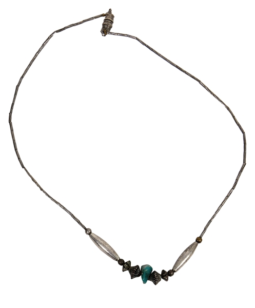 Jimi Hendrix Owned and Worn Silver and Turquoise Beaded Necklace