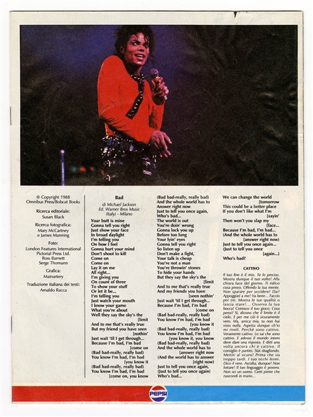 Michael Jackson Owned 1988 Bad Tour Italian Magazine