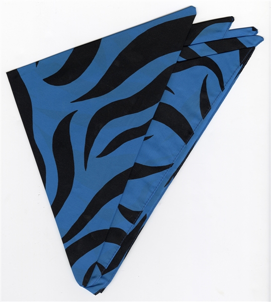 Elvis Presley Owned and Worn Royal Blue Scarf with Black Tiger Stripes