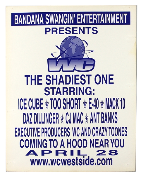 Ice Cube/Too Short/Mack 10 Original Cardboard Concert Poster