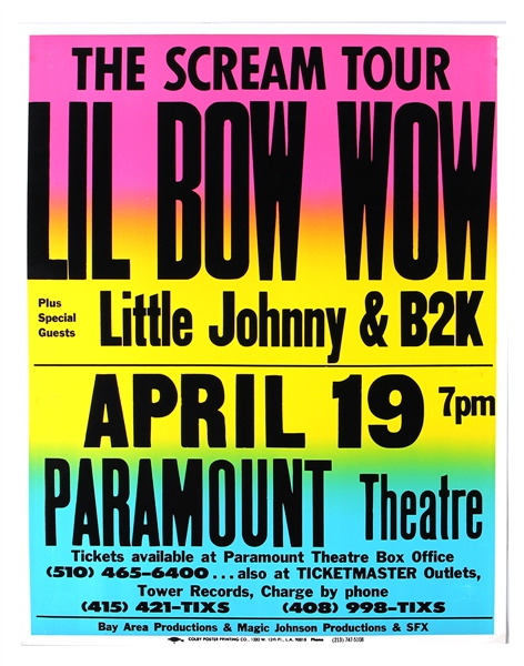 Lil Bow Wow "Scream Tour" Original Paramount Cardboard Concert Poster