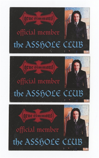 KISS Gene Simmons 2004 Promotional “The A**hole Club” Business Cards
