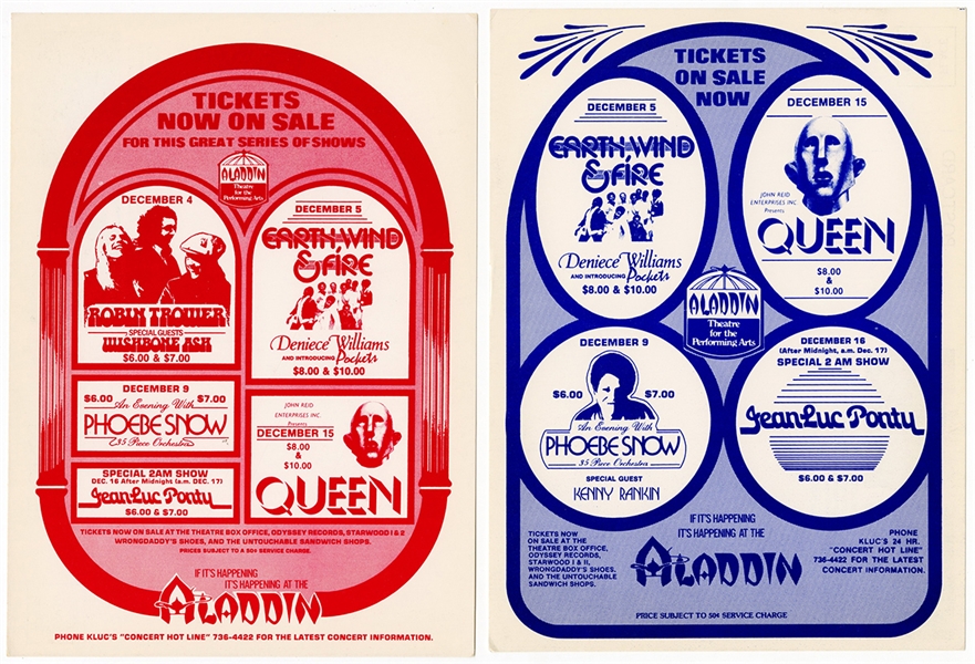 Queen Original 1977 Aladdin Concert Handbills (2)