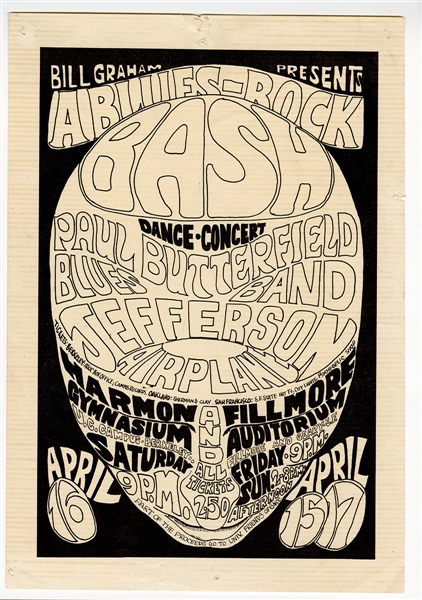 Jefferson Airplane Original 1966 Bill Graham Concert Flyer