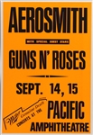 Aerosmith and Guns N Roses Pacific Amphitheatre 1988 Orange Multi Concert Cardboard Poster