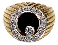 Elvis Presley Owned and Worn 14kt Gold Onyx and Diamond Ring