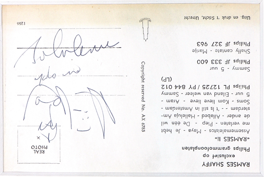 John Lennon & Yoko Ono Post Card Signed at First Bed-In with Lennons Hand-Drawn Caricatures TRACKS UK & Caiazzo LOA