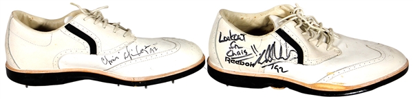 Eddie Van Halen Worn and Signed Golf Shoes also Signed by Alice Cooper