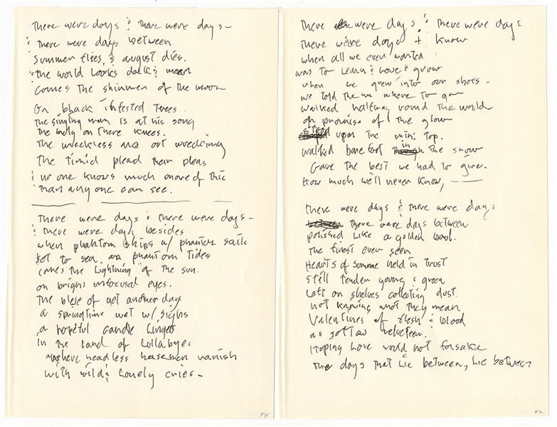 Jerry Garcia Handwritten “Days Between” Lyrics JSA