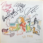 Crosby, Stills, Nash & Young Signed "So Far" Album With Joni Mitchell Drawing REAL