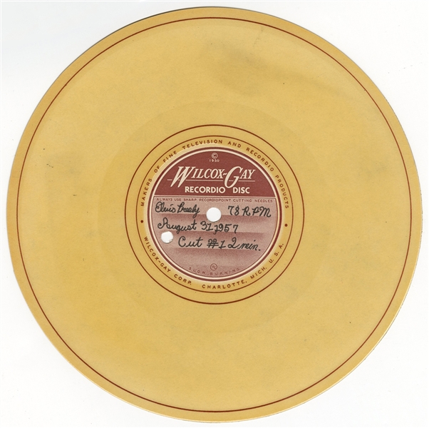 Elvis Presley August 31, 1957 Recordio Disc 78 Acetate