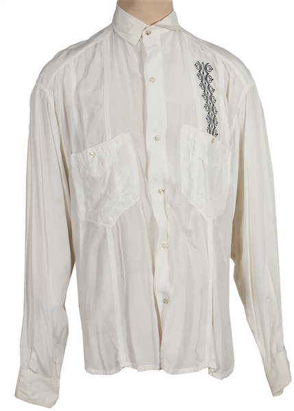 Michael Jackson Owned and Worn White Button Down Shirt with Black Design