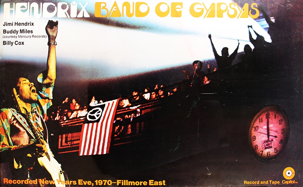 Jimi Hendrix Band of Gypsies Original New Years Eve Live Concert Capitol Records Promotional Poster 57 X 34