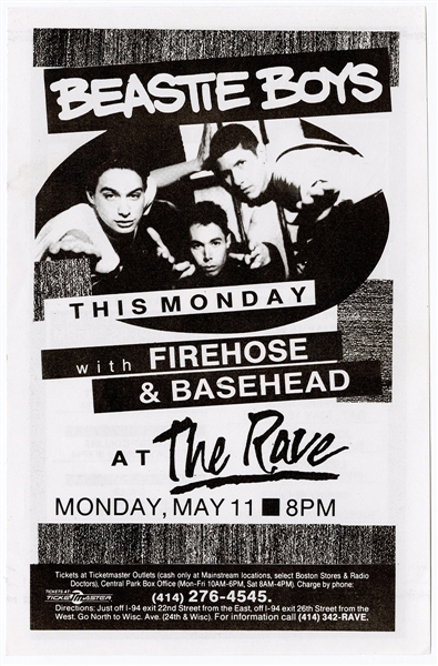 Beastie Boys at The Rave Original Concert Handbill Flyer