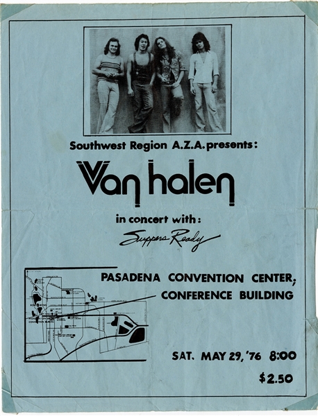Van Halen Original 1976 Pasadena Convention Center Concert  Flyer
