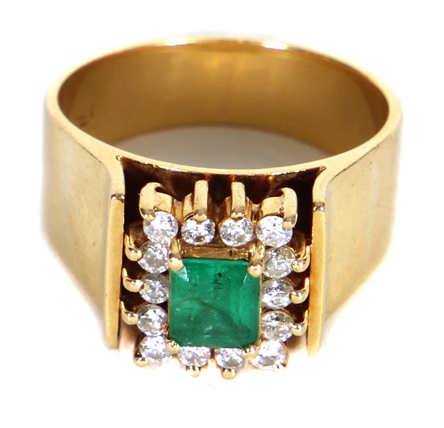 Elvis Presley Owned and Worn 18K Diamond and Emerald Ring