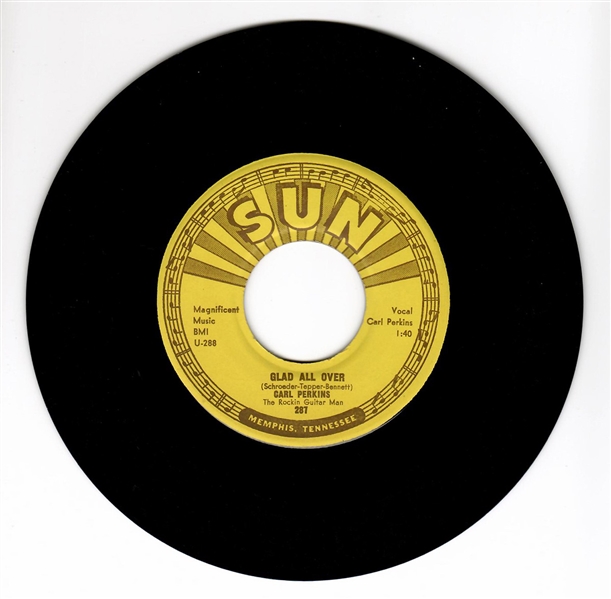 Carl Perkins Original "Glad All Over"/"Lend Me Your Comb" Sun Records 45 Record (Sun-287)