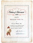 Carl Perkins "Blue Suede Shoes" Original 1956 BMI Award